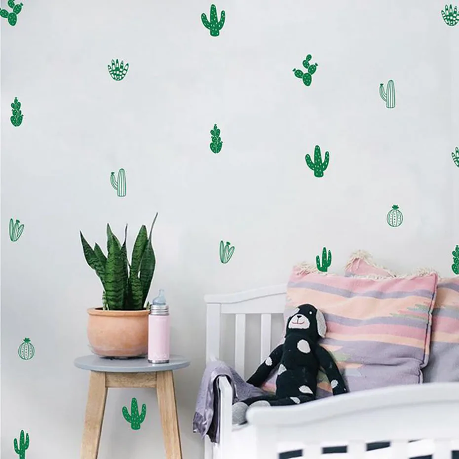 

Nordic Woodland Tribal Cactus Wall Sticker For Kids Room Nursery Decoration Succulent Cacti Wall Art Decals Wallpaper Home Decor