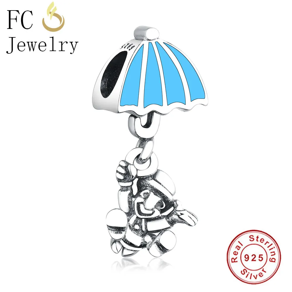 

Fit Original Pandora Charm Bracelet Genuine 925 Sterling Silver Jiminy Cricket Dangle, Blue CZ Beads Women DIY Jewelry Berloque