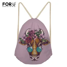 FORUDESIGNS/ с животным принтом Для женщин Drawstring сумка рюкзак девочек путешествия небольшой рюкзак Пляжная Сумка детский подарок Bolsos Feminina