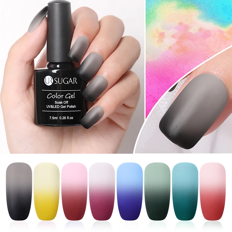 

UR SUGAR 7.5ml Matte Effect Thermal Gel Nail Polish Temperature Color Changing Gel Soak Off UV Gel Varnish Manicure Nail Art Gel