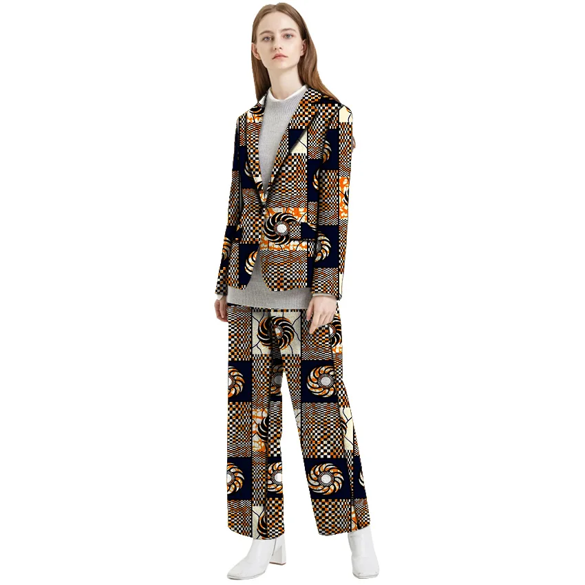 Fashion African print women blazer with pant suit elegant African suit dashiki Ankara suits tailored made for office ladies Fashion African print women blazer with pant suit elegant African suit dashiki Ankara suits tailored made for office ladies