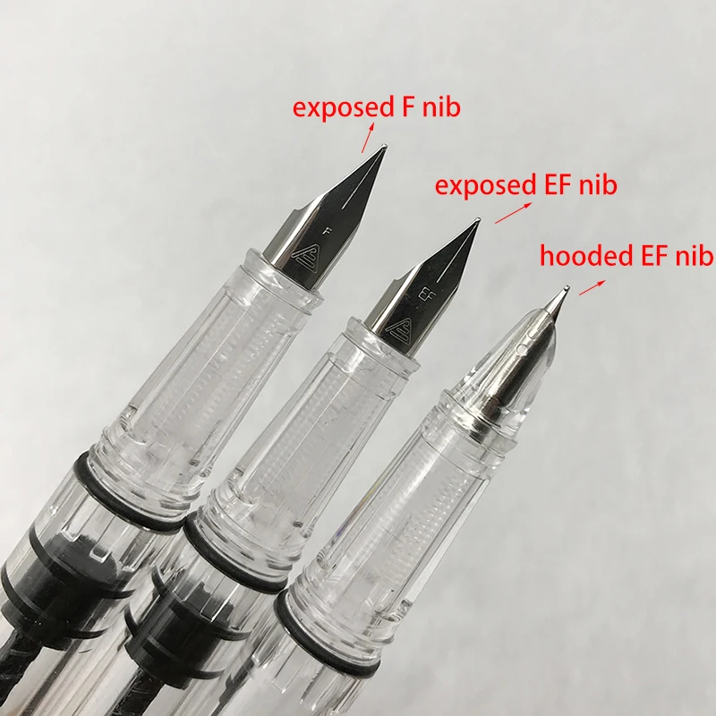 Ручка перьевая прозрачная пластиковая с наконечником и капюшоном F/EF|Перьевые