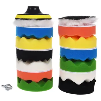 

Polishing Buffing Pad Auto Car Polishers and Buffers Wax Set Pack Of 15 Pcs +M10 Drill Adapter Kit