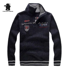 Neue männer Pullover Winter Fashion Stickerei Verdicken Stehkragen Wolle Pullover Mantel Für Männer Pullover 3 Farben CB12EA15