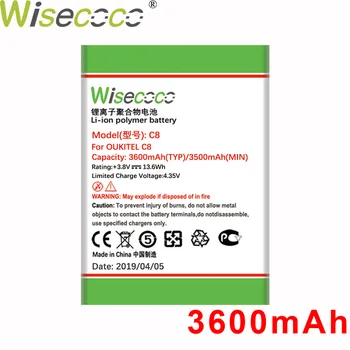 

Wisecoco 2 PCS/LOT C8 3600mAh Newly Produced High Quality Battery For Oukitel C8 5.5 inch 5.5'' Phone Battery Replacement