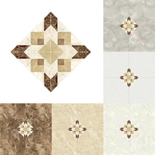 10pc Set Ceramic Diagonal Decorative Self Adhesive Seam Tile 10pc Set Ceramic Diagonal Decorative Self Adhesive Seam Tile Stickers Art Innovative Retro Palace Style Home Decoration