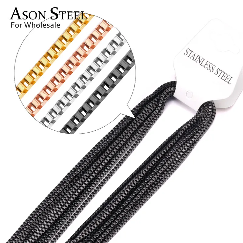 Цепи ASONSTEEL 10 шт./лот оптовая продажа ожерелья с коробкой ширина 2 мм длинные из