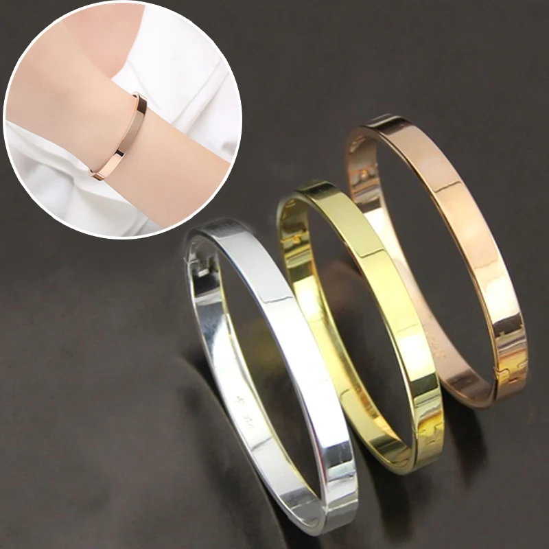 LNRRABC браслеты из розового золота, ручная работа, серебряная цепочка, титановая сталь, гладкий браслет для женщин, браслеты и браслеты, серебряные ювелирные изделия