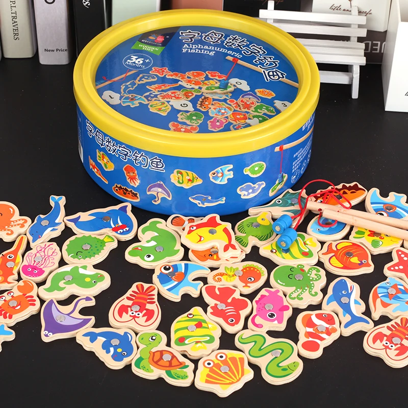 

40pcs Children Number Letter Magnetic Fishing Game Children's Game Magnet Fish Toy Game Educational Developing Toys For Children