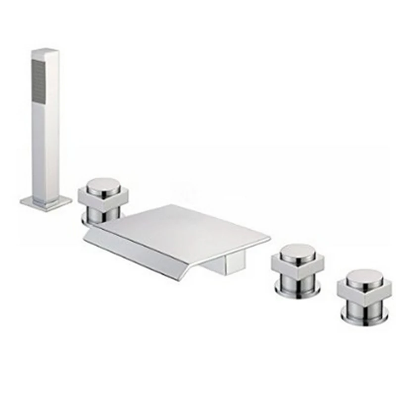 

Widespread 5pc Chrome Finish Shower Tub Faucet Mixer Tap With Hand Shower Tap