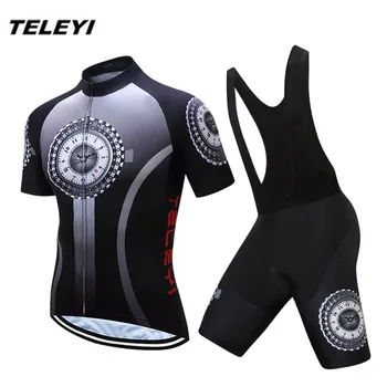 

2017 TELEYI Gray Pro Cycling jersey Set Men Bike clothing clothes Ropa Ciclismo MTB bicycle jersey Top Bib Padded Shorts Summer