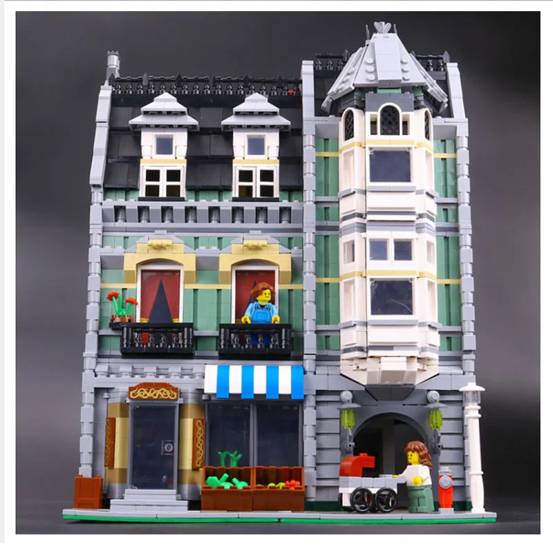 

Building Blocks City Street 15008 2462Pcs Green Grocer Model Compatible 10185 Toys Bricks Lepin city street in blocks