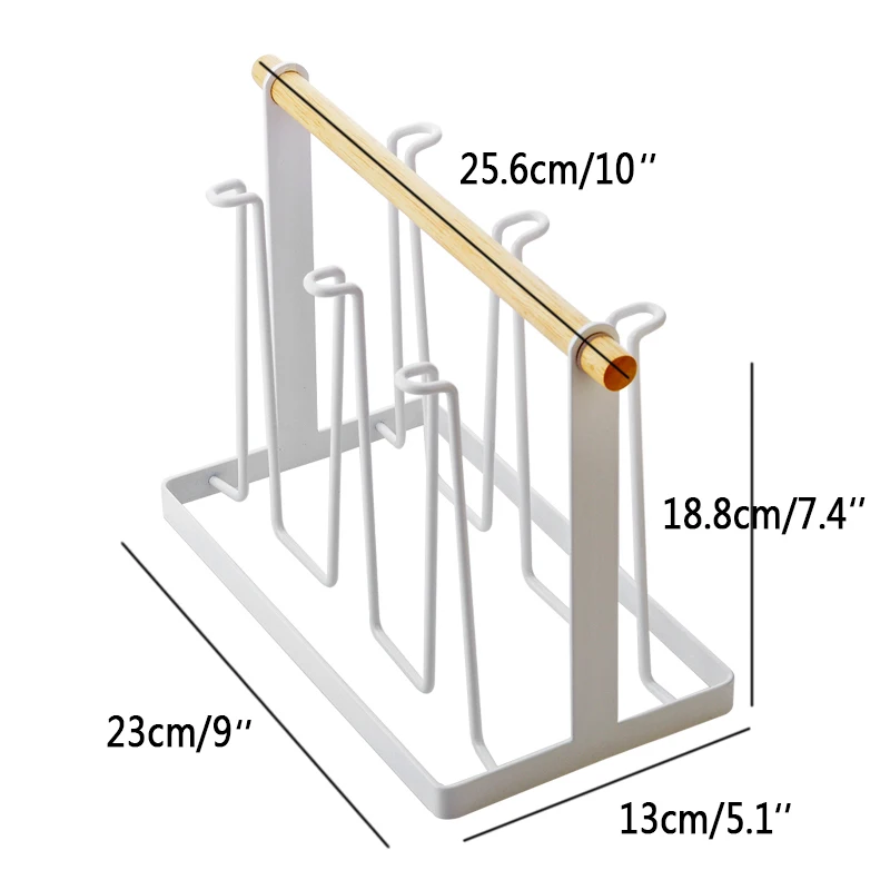 a Coffee Tea Cup Holder Stand 6 Mug Wood Handle Storage Rack Holders W6 Hooks(Not includ cups) (6)