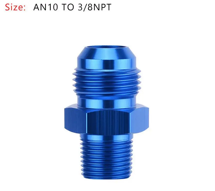 Areyourshop автомобильный 1 шт. AN4 AN6 AN8 AN10 AN12 NPT прямой Мазут Воздушный шланг фитинг Мужской адаптер синий авто аксессуары - Цвет: AN10 TO 3 8NPT