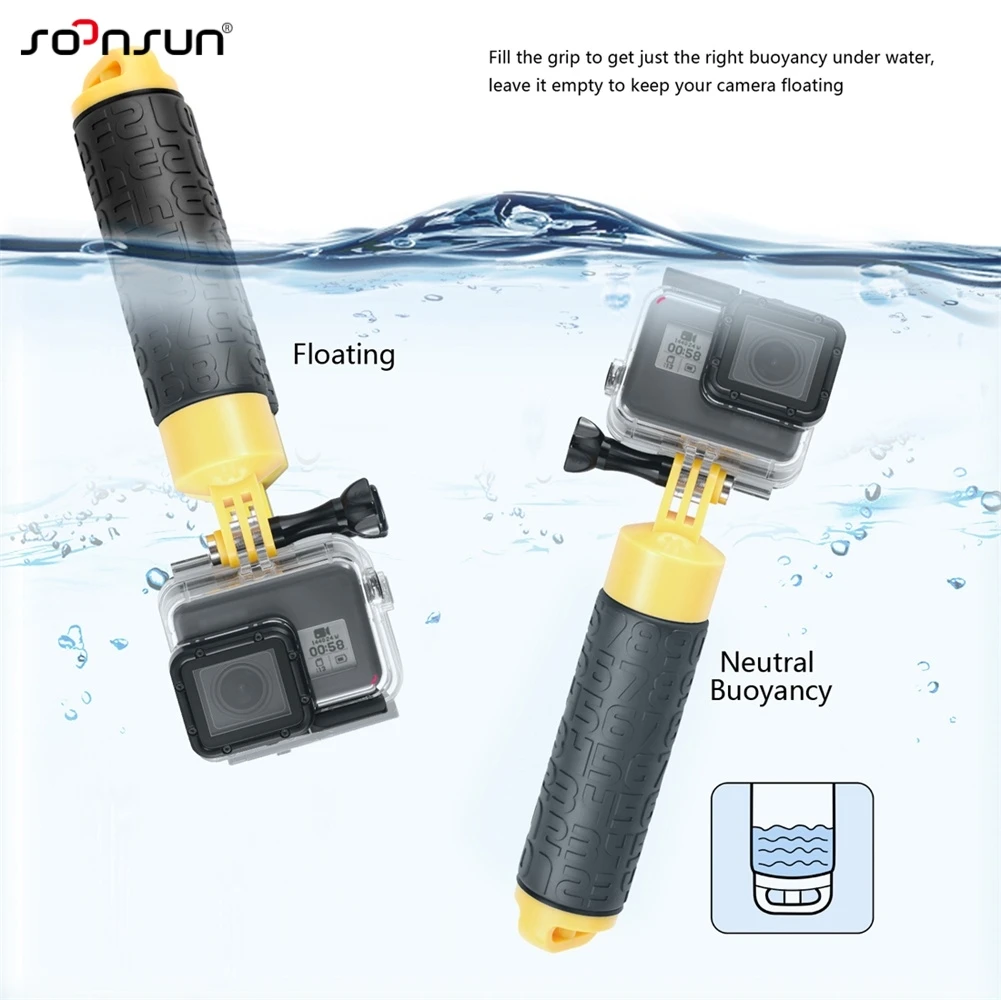 SOONSUN водонепроницаемый плавающий полюс рукоятка Противоскользящий плавучий поплавок для GoPro Hero 7 6 5 4 для DJI OSMO аксессуары для экшн-камеры