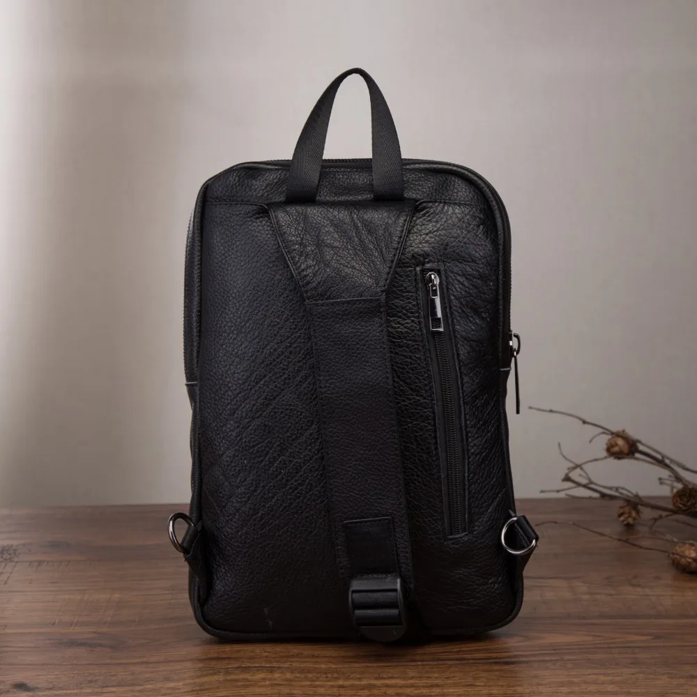 Мужская Повседневная модная дорожная треугольная нагрудная сумка из натуральной кожи, черный дизайн, 10 дюймов, сумка для планшета на одно плечо, мужской рюкзак 3080-3