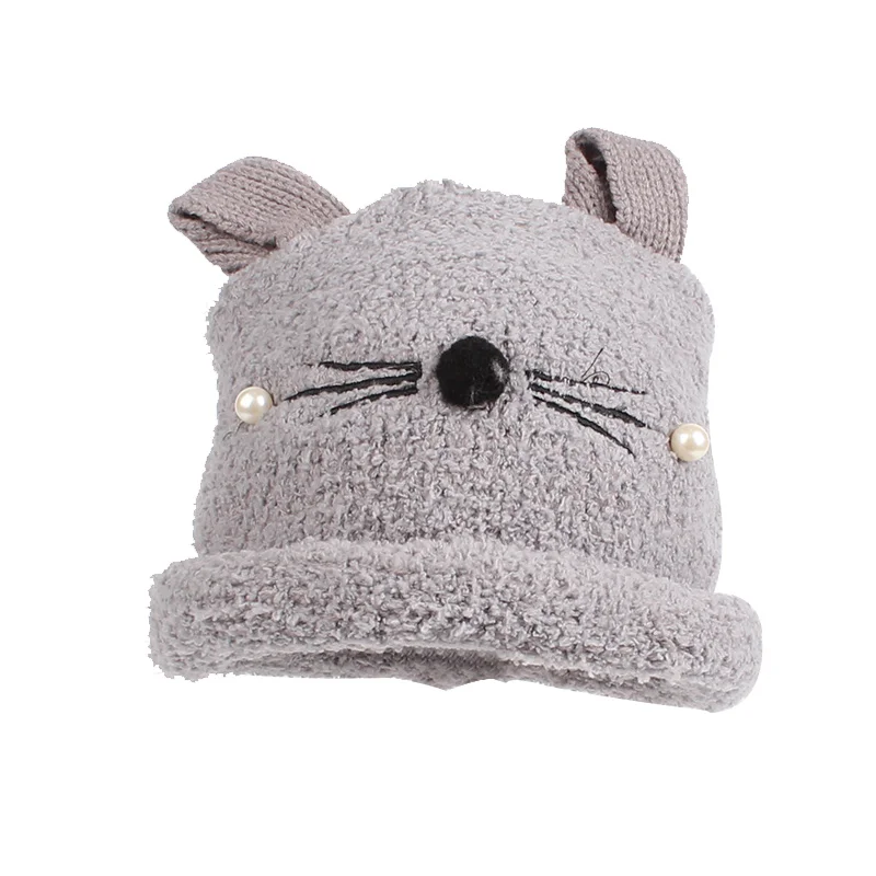 Cat Baby Hat For Girls Newborn Photography Props Cute Soft Children Hat With Ears Cotton Solid Winter Warm Baby Beanie For Girls (18)