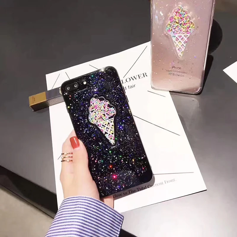 3D Dynamic Ice Cream Phone Case For iphone X Case Fashion Glitter Bling Back Cover Lovely Cartoon Cases For iphone X 10 Capa (13)
