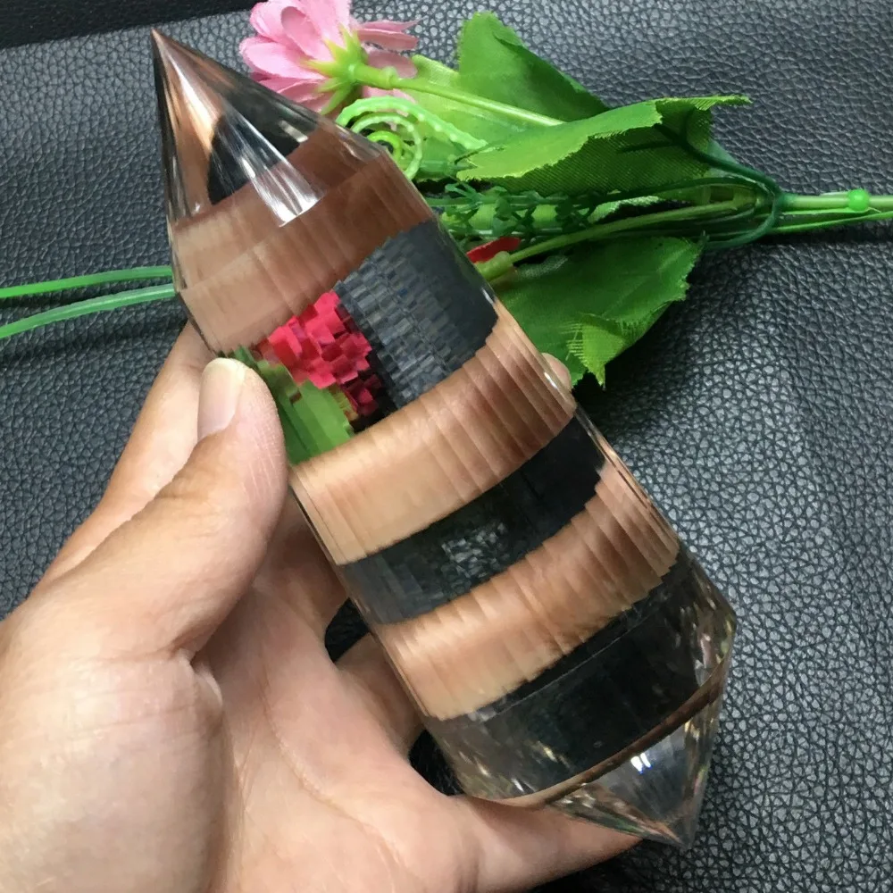

48 sided VOGEL Style Natural clear QUARTZ CRYSTAL DT wand POINT 371g