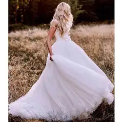 Vestidos De Novia 2019 свадебное платье из тюля с открытой спиной Длинные элегантные атласные свадебные богемные Свадебные платья с бантом на поясе