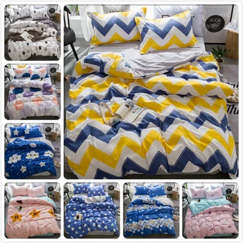 

Wave Colour Stripe Bedding Set 3pcs/4pcs Bed Linen Kids Child Soft Cotton Bedspreads Single Twin Full King Queen Size 1.35m 1.8m