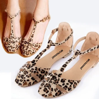 

New Arrival Women's Summer Fashion Beach Casual Sandals Leopard Print Flat Heel Shoes Insole Material Rubber