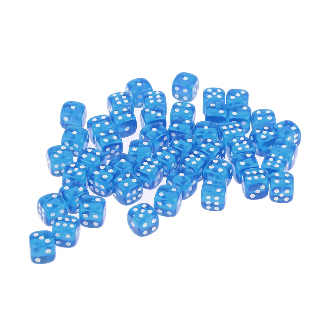2x50 штук акриловые шестигранные кубики 12 мм D6 кости для D & DnD ролевые игры