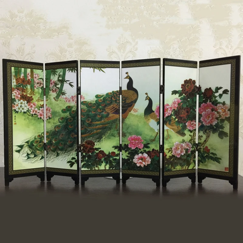 Privacidad Pavo Real Sala divisor Pantalla de madera plegable partición conmemorativa regalo ornamento 6-Panel útil adecuado Privacidad Pavo Real Sala divisor Pantalla de madera plegable partición conmemorativa regalo ornamento 6-Panel útil adecuado