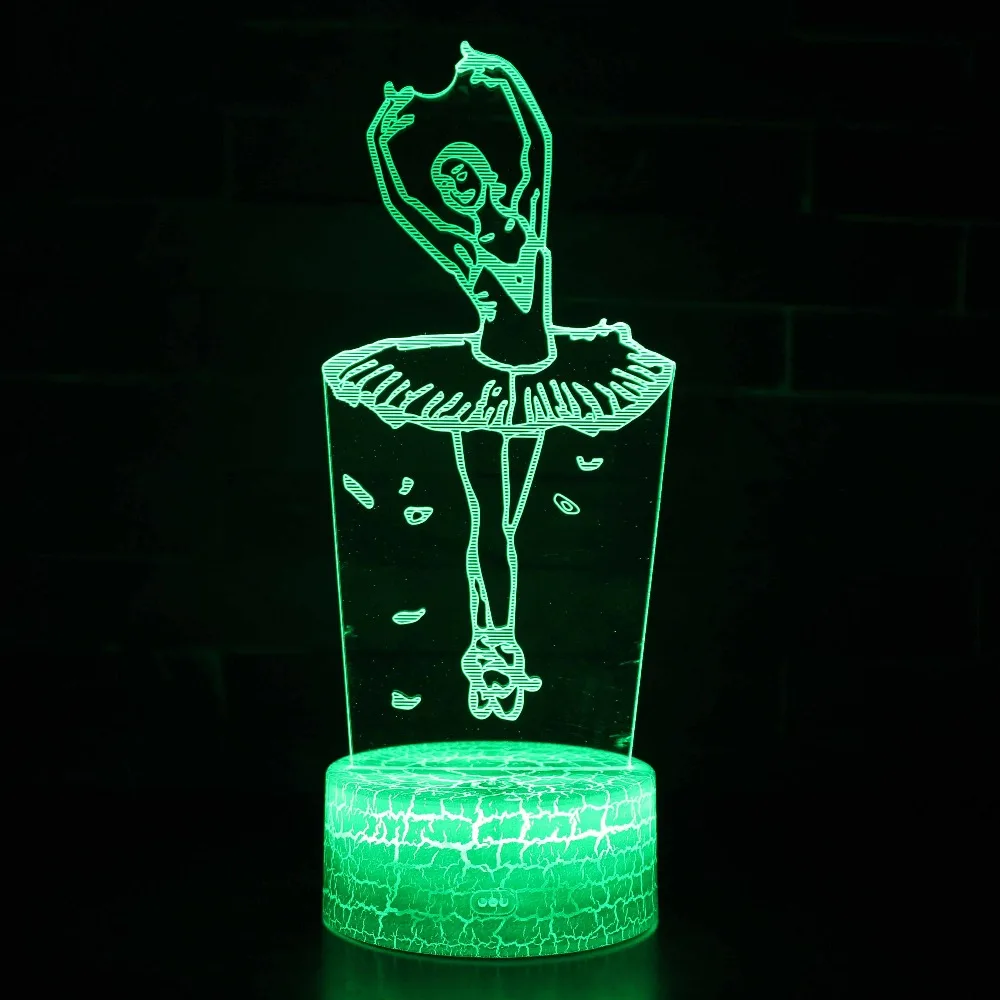 Балетки для девочек Русалка Цвет изменения привели 3D Иллюзия визуальный ночник Творческий Спальня украшения Light Новинка лампы подарок сувенир