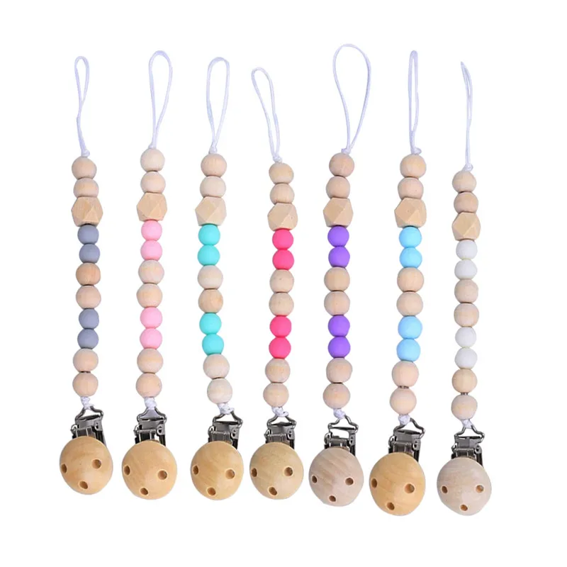 

Newborn Wooden Pacifier Clip Pacifier Chain Toy Off Chain Infant Accessories