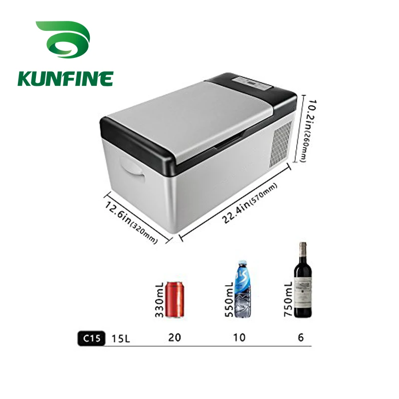 KUNFINE 110-240 В AC автомобильный холодильник 15л Многофункциональный холодильник автомобильный переносной холодильник морозильник охладитель серый низкая энергия