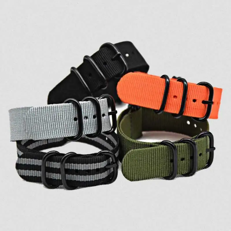 

Five rings black buckle strap nylon strap 20MM 22MM 24MM spot new NATO canvas strap Suitable for Panerai watches army strap