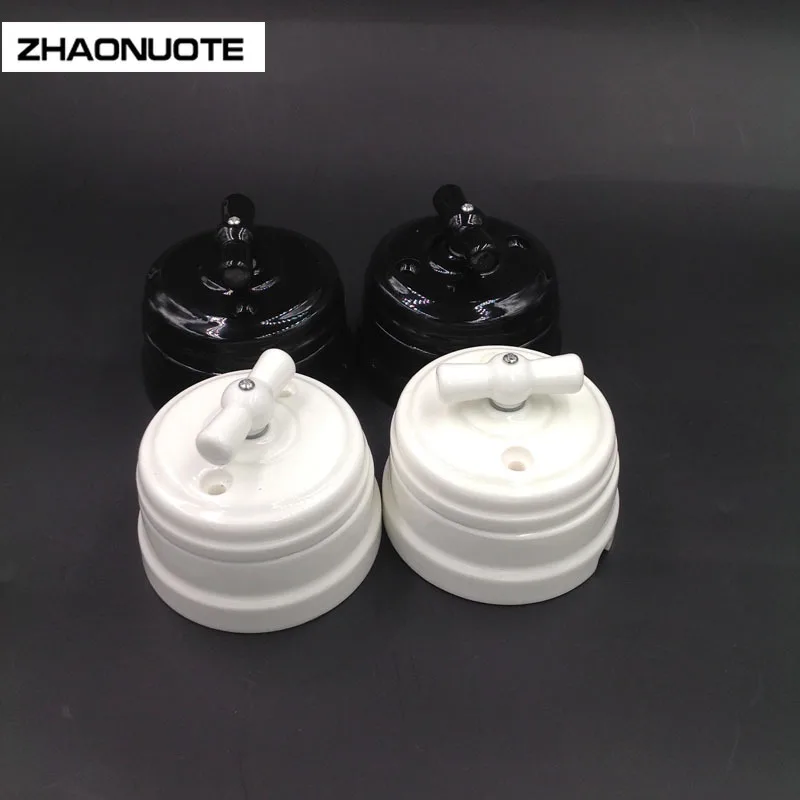 Interruptor de Luz de Parede Europeu de Cerâmica Acessórios de Cerâmica 4 Pcs Alta Qualidade Melhoria Home Retro ue Interruptor Botão 10a