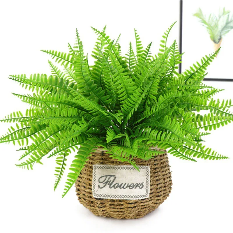 7 вилка персидский пластиковые искусственные растения зеленый лист пластиковые цветы, растения Свадебные стол с домашним декором декоры