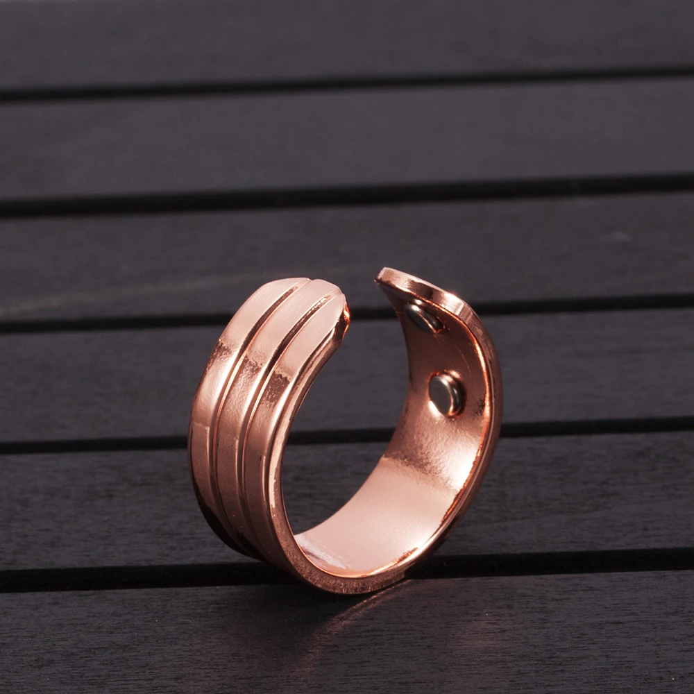 Vinterly Magnetic Copper Rings Men 8.5mm Wide Trendy Health Energy Cuff Adjustable Wedding Bands Ring for Arthritis Pain Relief finger ring adjustable rings wedding rings wedding ring