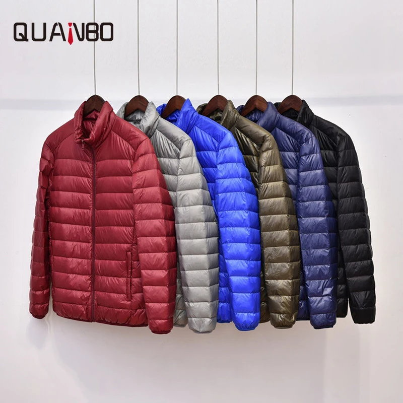 

QUANBO Brand 2018 new men's autumn and winter Lightweight down jacket Collar short leisure thin jacket Plus size Loose down jack