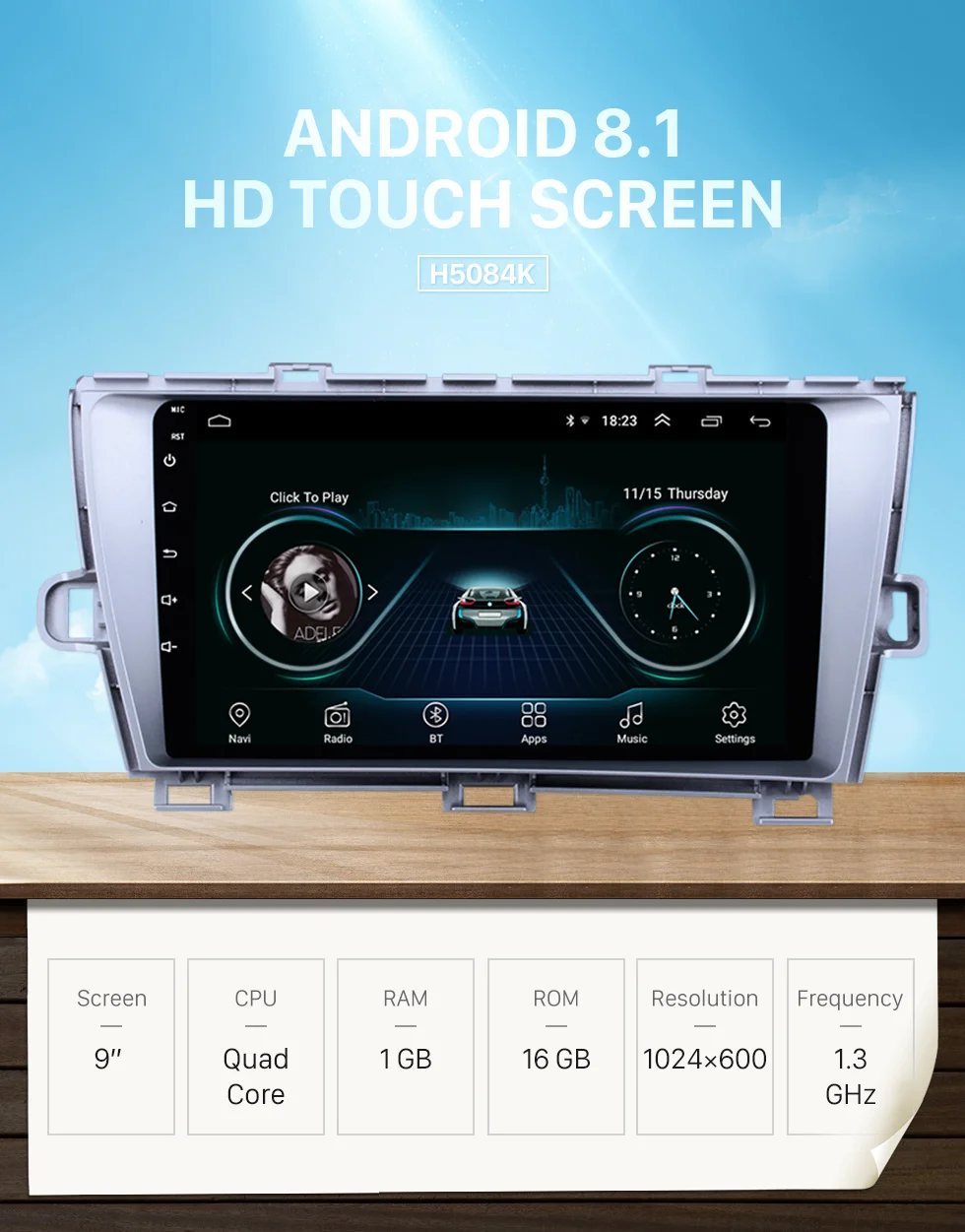 Flash Deal Harfey HD Touchscreen Radio 9" Android 8.1 for Toyota Prius 2009-2013 Left hand driver GPS Navi Bluetooth WiFi Mirror Link USB 0