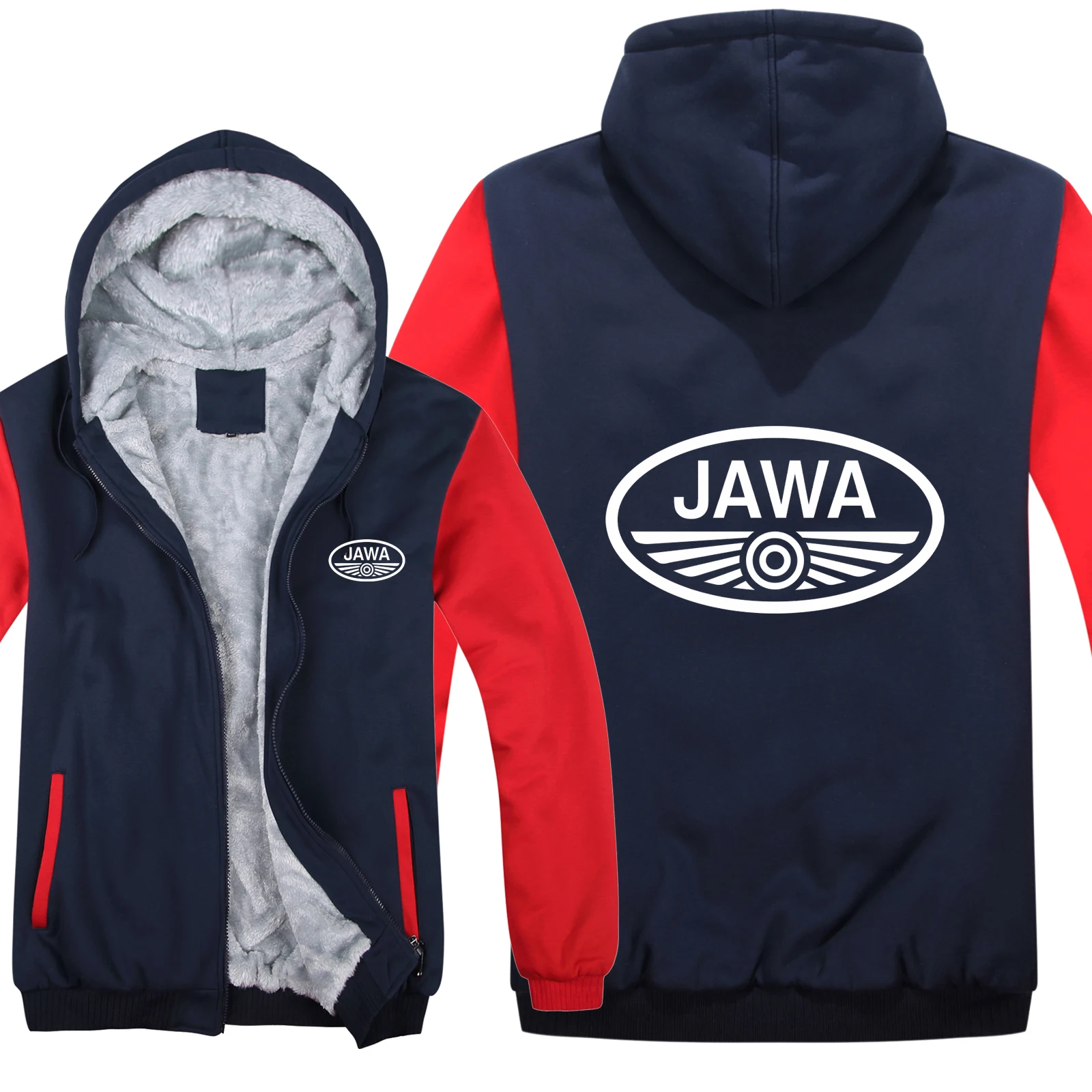 Зима Jawa мотоцикл толстовки куртка Модный пуловер Мужское пальто шерстяная подкладка флис Jawa толстовки пальто