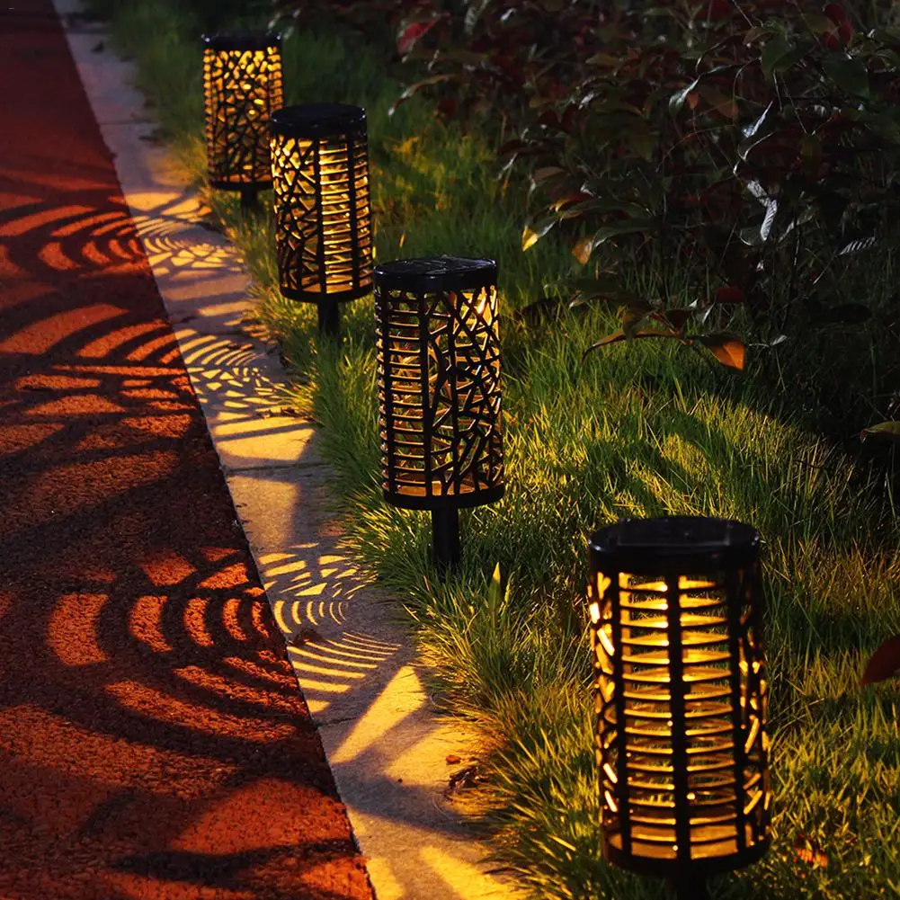 1/2 шт. Солнечный полый газон уличный светильник Водонепроницаемый Красочные Украшения Сада вставлен дорожный светодиодный свет ажурные газон свет