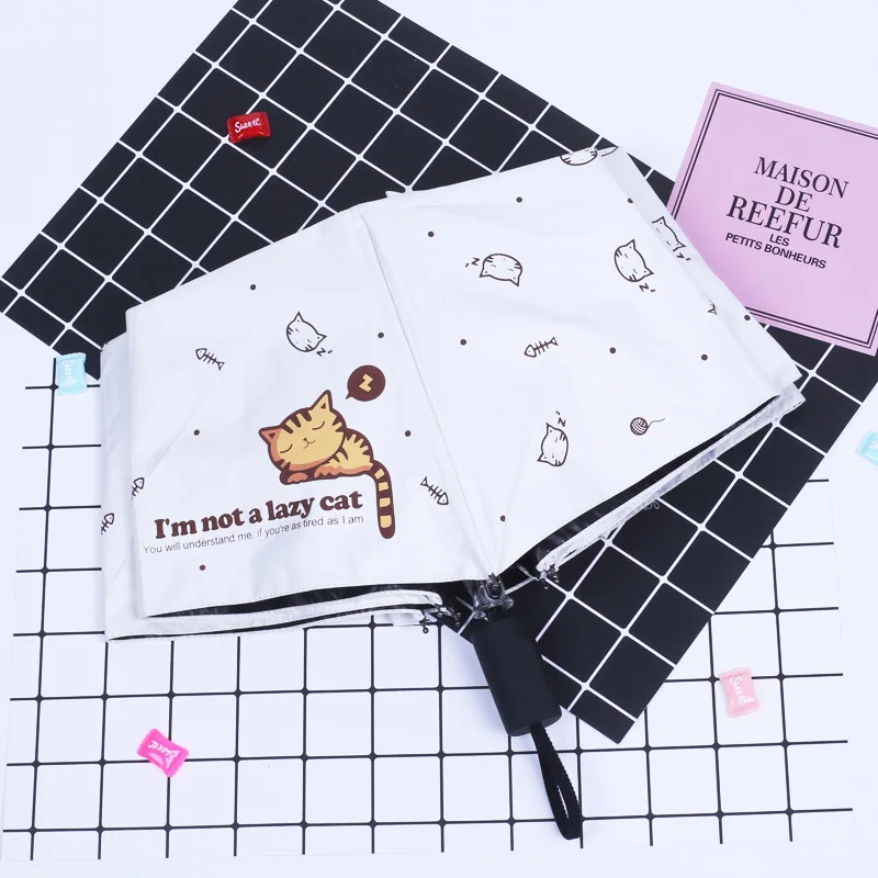 YADA 2019 Cartoon Cats&Fish Umbrella Sunny Rain Women uv Animal Cats Umbrella For Women Windproof Manual Folding Umbrellas YS660