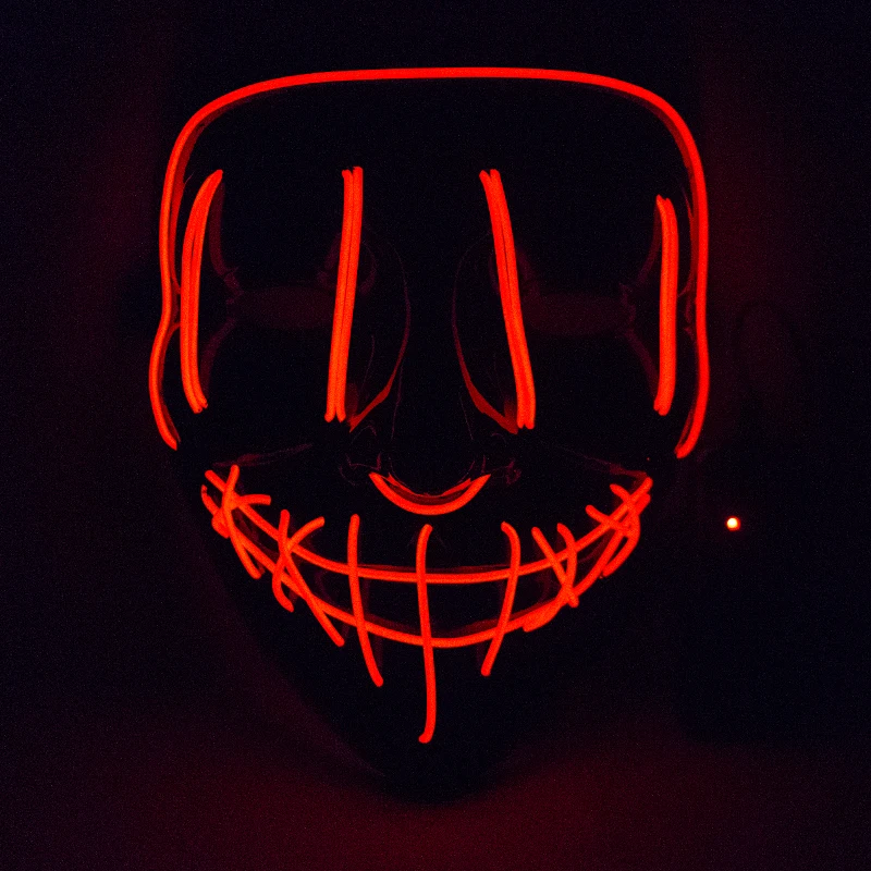 EL маска Хэллоуин вечерние маскарадные маски неоновая маска светильник светится в темноте тушь для ресниц страшные маски светящаяся маска для чистки