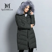 SpiritMoon 2017 Women Winter Thick Hooded Coat Bio Down Jacket Female Down Parka With Natural Fur Collar Big Plus Size 5XL 6XL