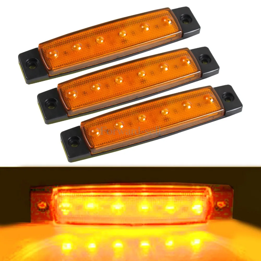 

10 Pcs Amber 3.8" 6LED Side Marker Indicators Light Truck Trailer Boat