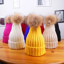 Настоящая вязаная шапка, шапка из искусственного меха кролика, теплая зимняя женская шапка, шапка для девочки, Толстая теплая женская шапка