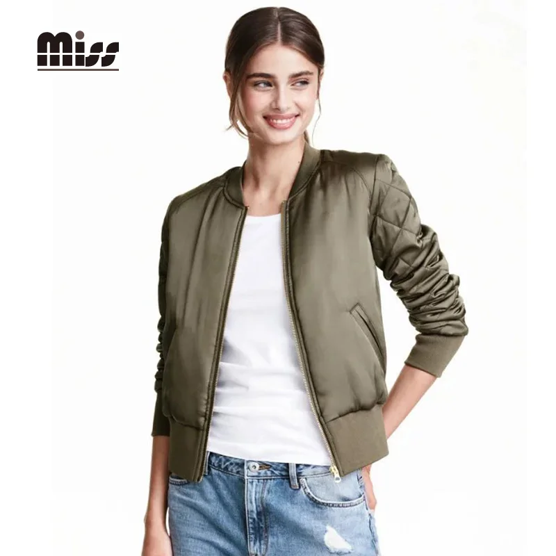 MISS 2016 Winter Bomber Jacket Women V neck Casual Coat Fashion Long
