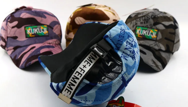 2018 invierno cálido hiphop camuflaje Snapback, niños, niño, tapa de las gorras de béisbol de los niños Gorra de Baseball de camuflaje sombrero 50 a 54 CM G103