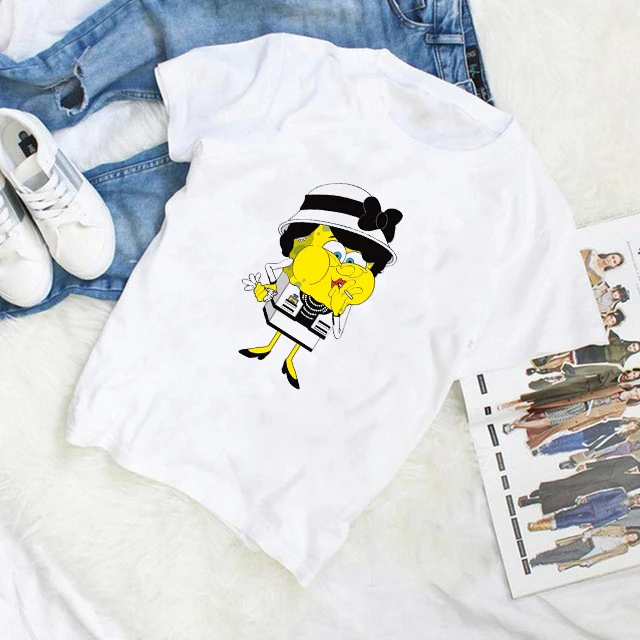 

FIXSYS 2019 Summer Tops Funny Women Cotton T-Shirt Cartoon Print Short Sleeve Tees Female Tee Tshirts