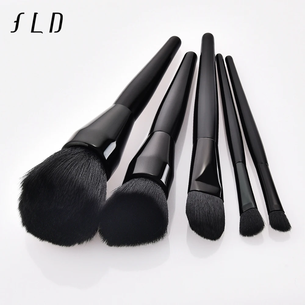 

FLD 5pcs Black Powder Blush Makeup Brush Set Eyebrow Face Foundation make up brush Concealer brush