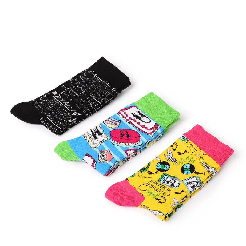 Магазин Crazy Fly 2019 Весна человек/для женщин Harajuku творческий цвет Kawaii хлопковые носки мультфильм повседневное Новинка Забавные meias