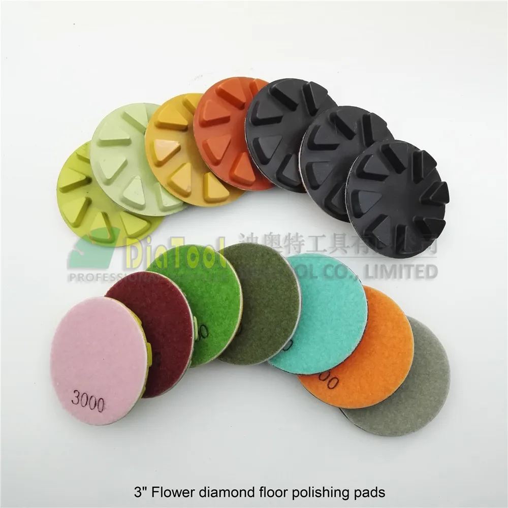 SHDIATOOL 4pcs 80mm  diamond floor sanding disc Flower 3" Resin bond diamond floor polishing pads